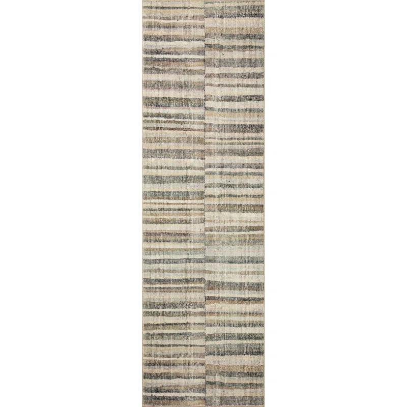 CloudPile Striped Sheepskin Runner Rug in Natural and Moss - 2'3" x 7'6"