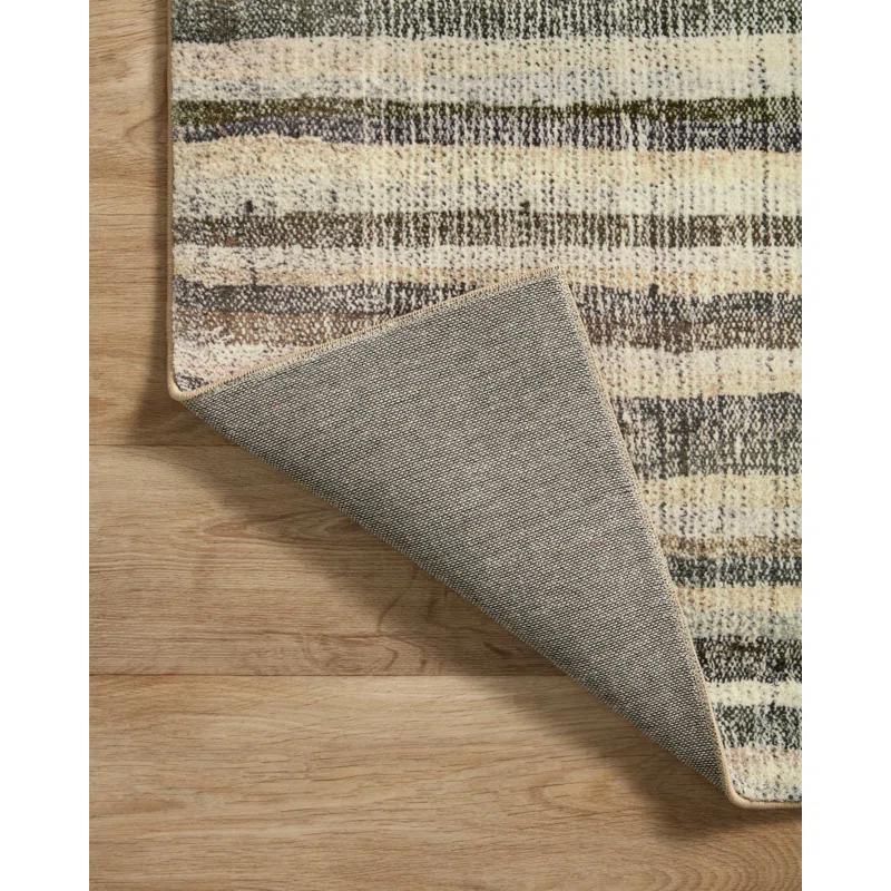 Humphrey Modern Plaid Runner Rug in Natural and Moss - 2'3" x 11'6"