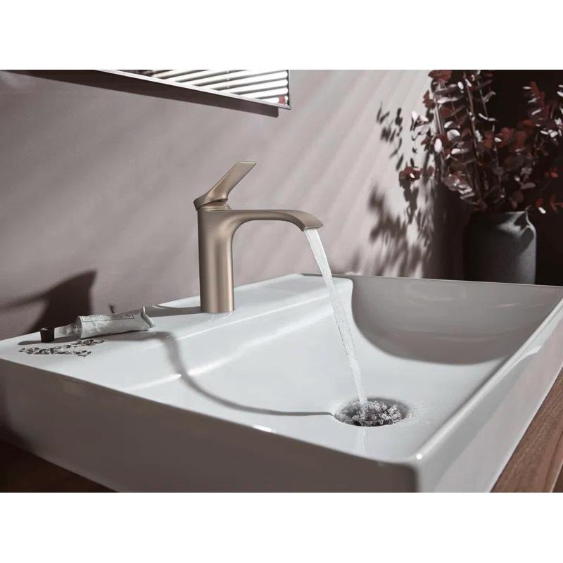 Modern Sleek Black and Nickel Single-Hole Bathroom Faucet with Waterfall Spray