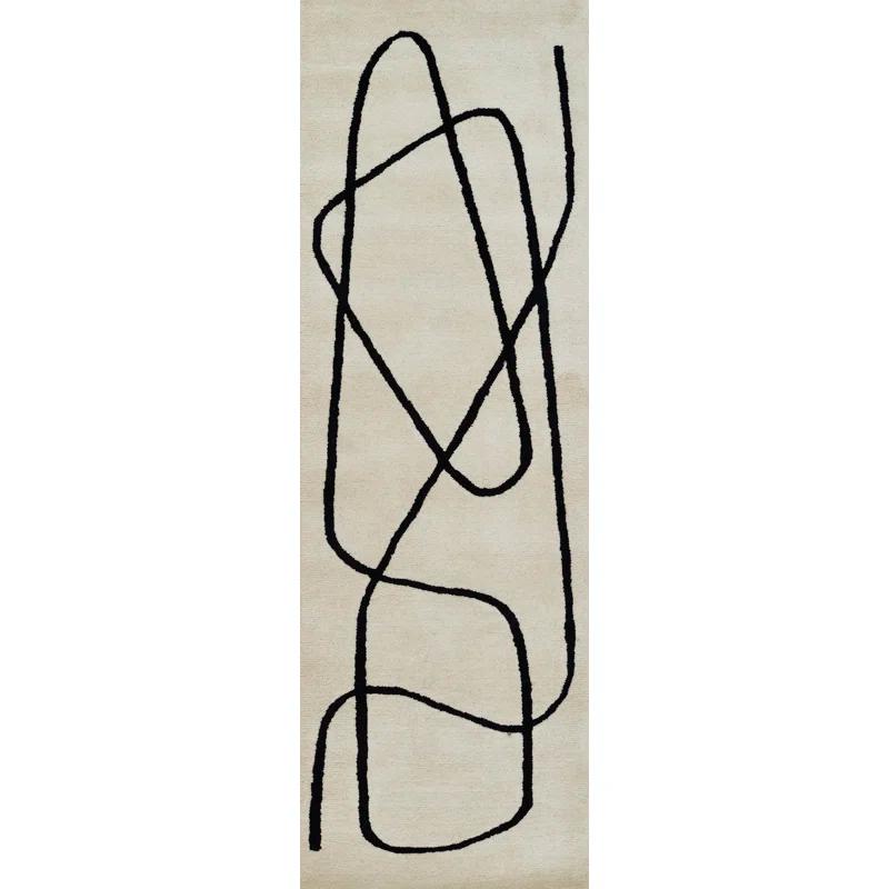 Shayla Hand-Tufted Wool Rug - White / 2'6" x 8'