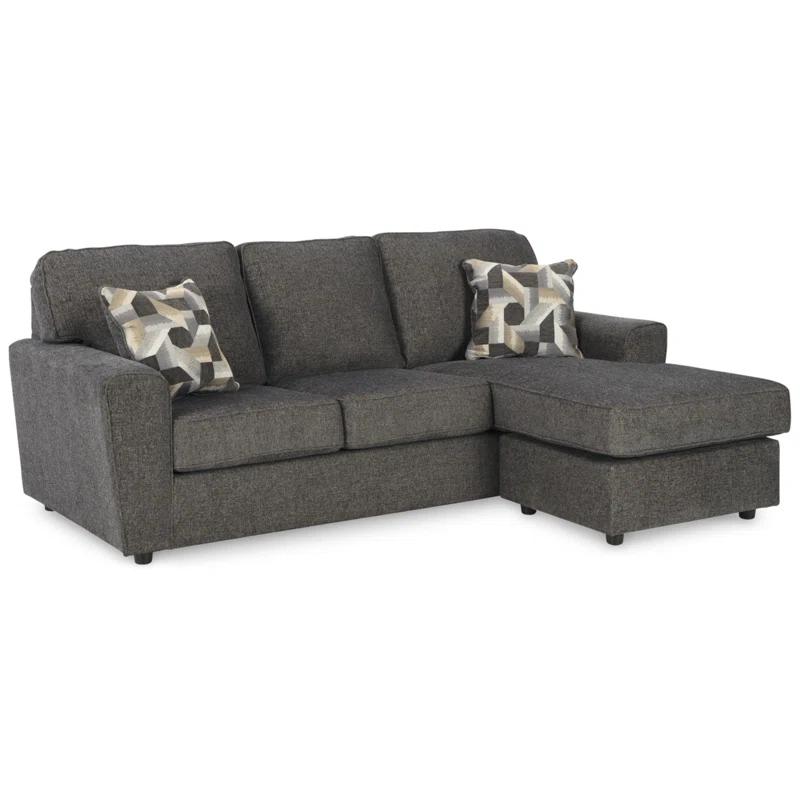 Slate Gray Fabric Two-Piece Sofa Chaise with Track Arms