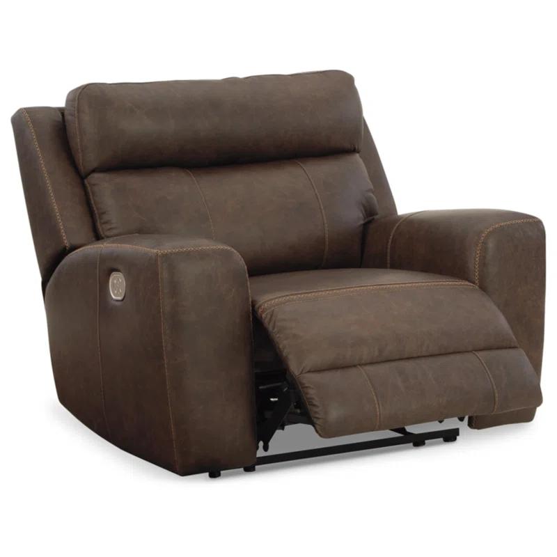 Umber Contemporary 49" Leather Power Recliner with Adjustable Headrest