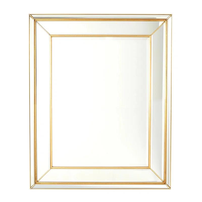 Elegant Gold-Leaf Beveled Wood Accent Mirror 52" x 42"