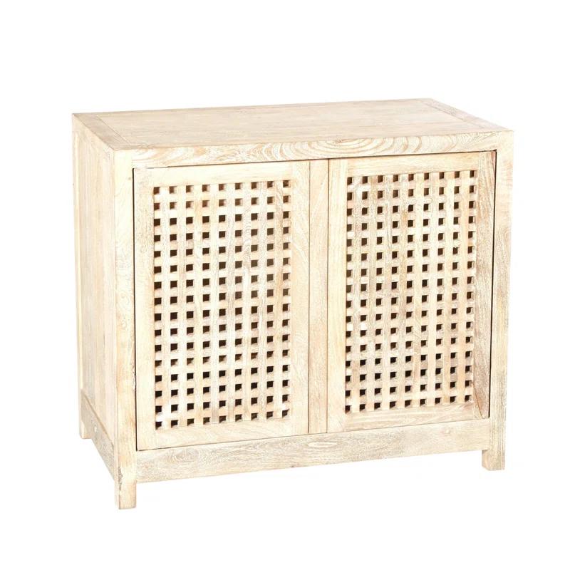 Seaside Driftwood Lattice Cabinet with Adjustable Shelves