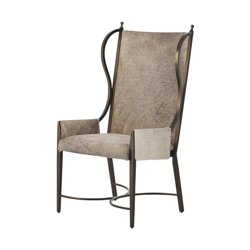 Iron Wing Chair w/Grey Hair-on-Hide