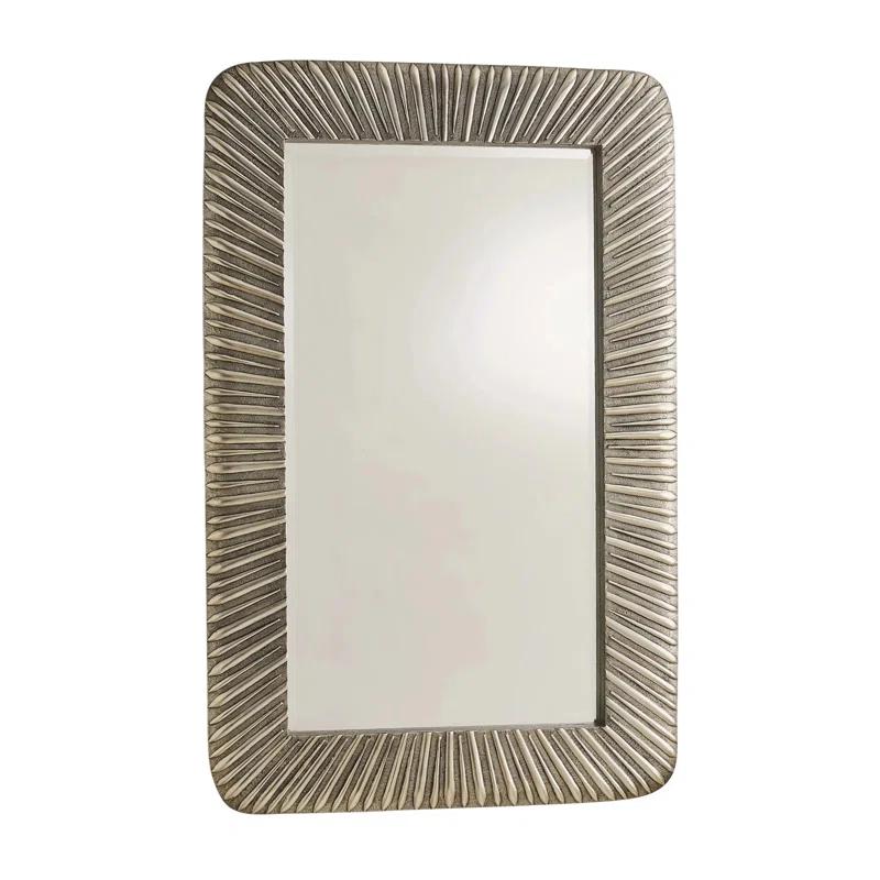 Valencia Antique Nickel 44'' Rectangular Wood & Silver Mirror