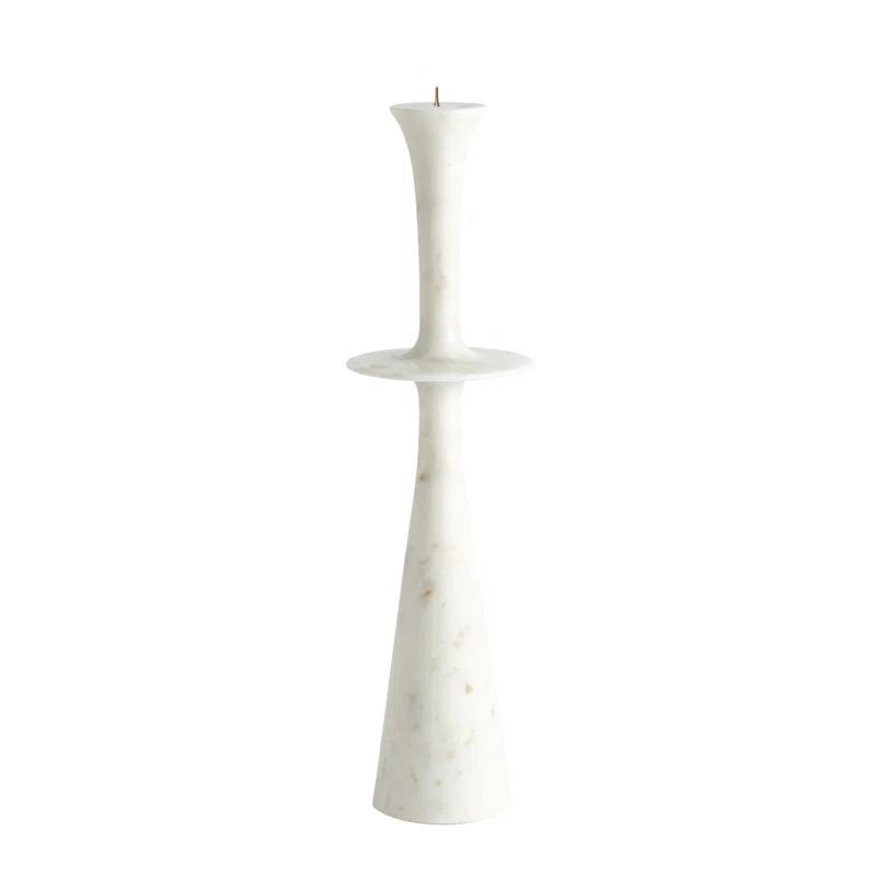 Elegant White Marble Centerpiece Candle Stand with Iron Spike