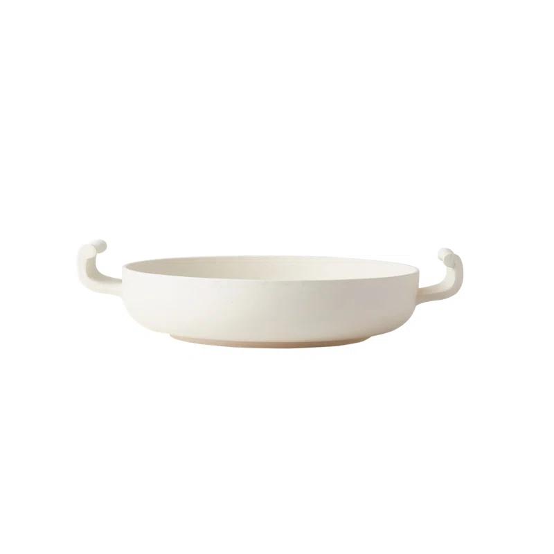 Matte White Ceramic Low Bowl, 20" x 14.75" x 5"