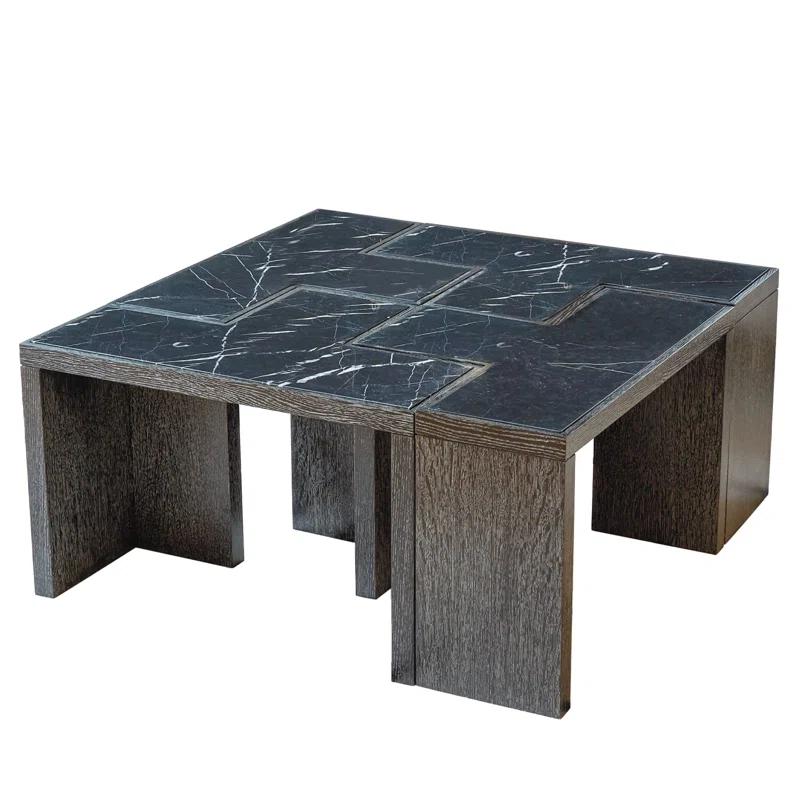 T-Rex Flex Modular Table in Black Cerused Oak and Marble
