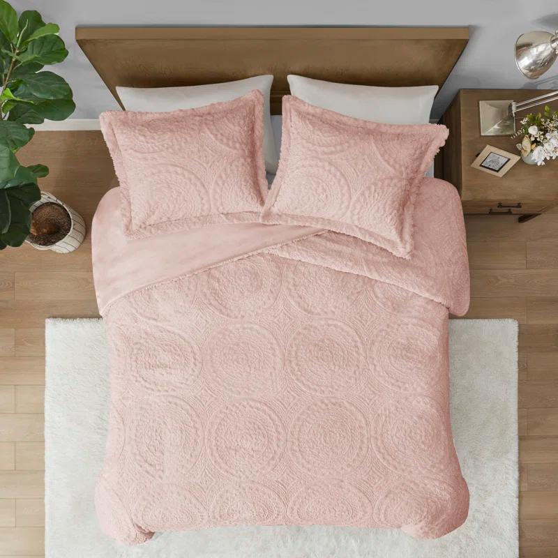 Madison Park Arya Embroidered Medallion Faux Fur Ultra Plush Comforter Set