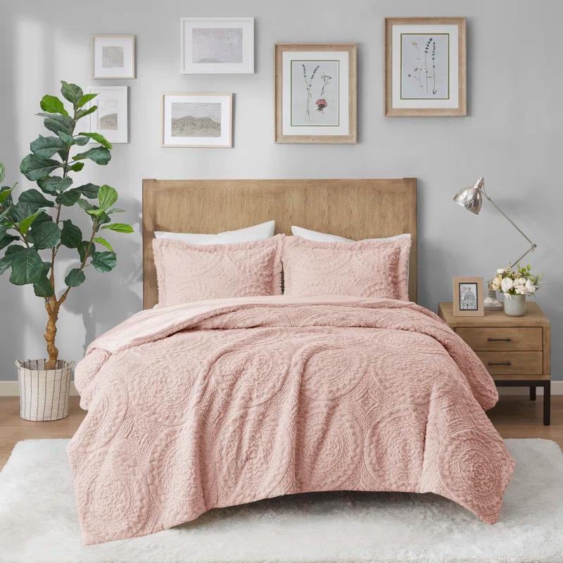 Madison Park Arya Embroidered Medallion Faux Fur Ultra Plush Comforter Set