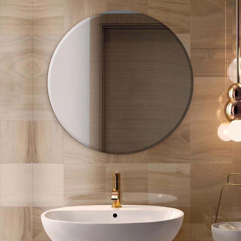 30" Round Frameless Polished Bathroom Vanity Mirror