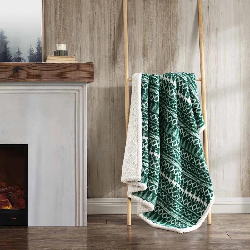 Eddie Bauer Printed Sherpa Reversible Throw Blankets