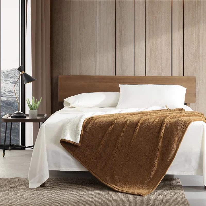 Eddie Bauer Eddie Bauer Solid Bi Colored Plush Sherpa Throw Blanket