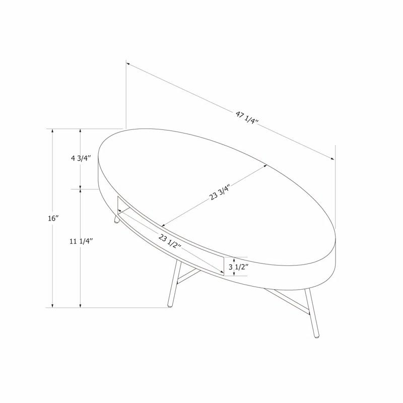 Urban Chic Oval Acacia Wood Coffee Table with Metal Legs