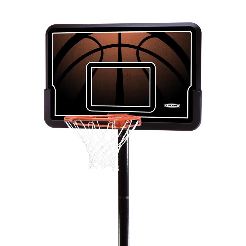 Adjustable 44" Portable Basketball Hoop with UV-Protected Backboard