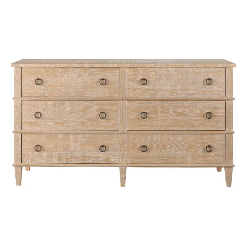 Universal Modern Farmhouse 68" 6-Drawer Dresser in Tan Natural Oak Wood