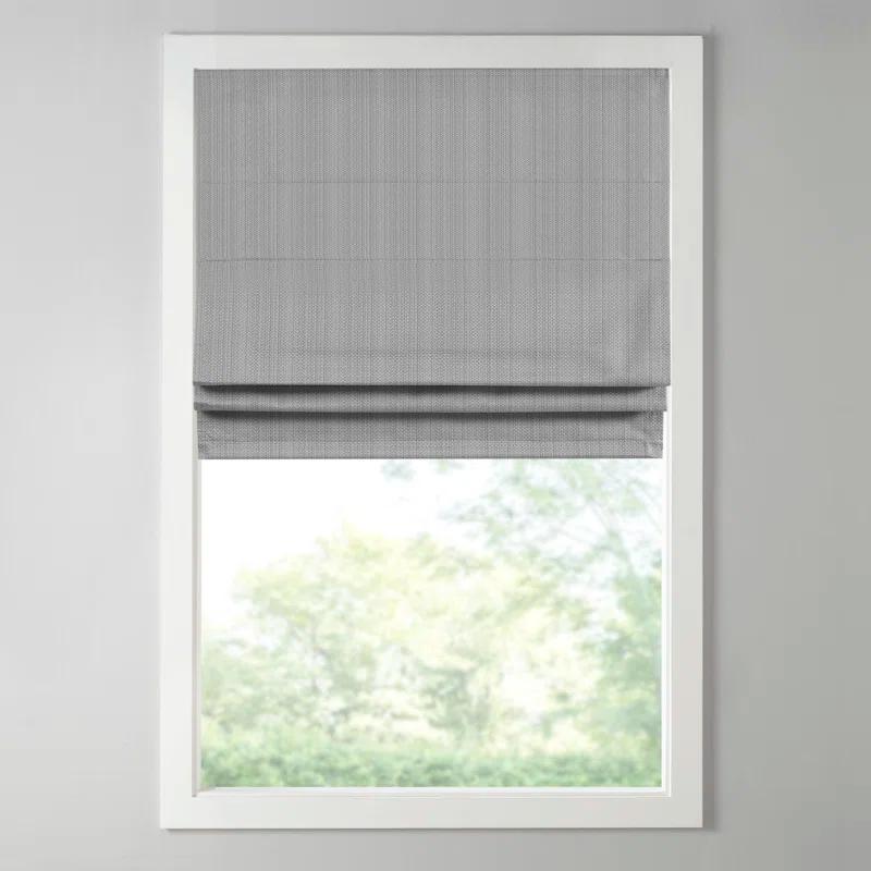 Gray Woven Fabric Cordless Blackout Roman Shade