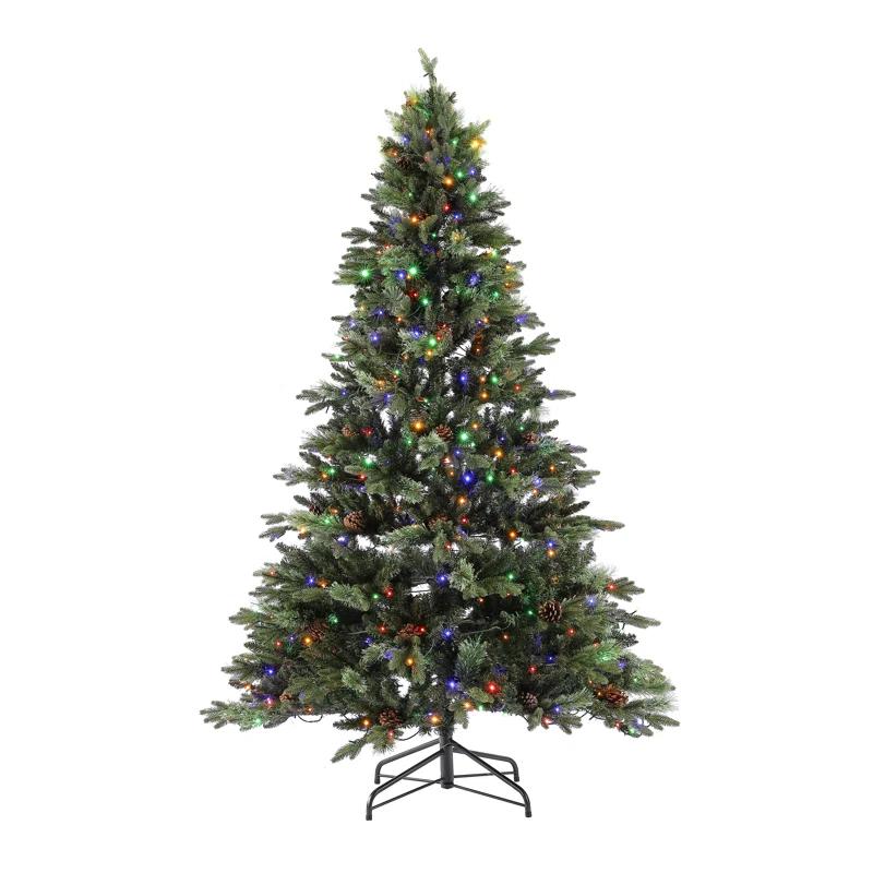 Festive Pine 7.5' Pre-Lit Multicolor Christmas Tree with Pine Cones