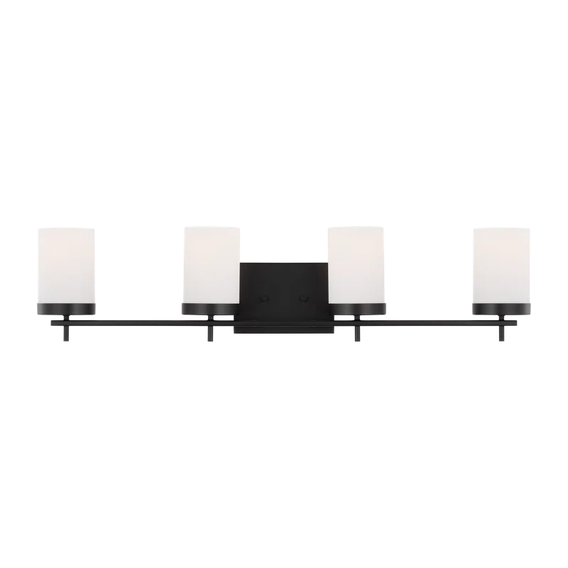 Zire Midnight Black 3-Light Vanity Wall Light with Etched White Glass