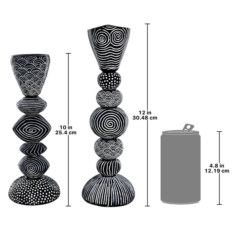 Design Toscano Tribal Funk 2 Piece Candlestick Set