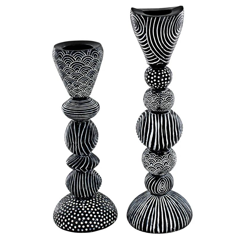 Design Toscano Tribal Funk 2 Piece Candlestick Set