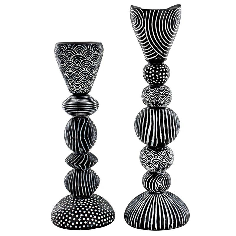 Design Toscano Tribal Funk 2 Piece Candlestick Set