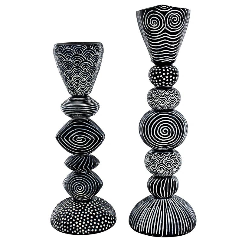 Design Toscano Tribal Funk 2 Piece Candlestick Set