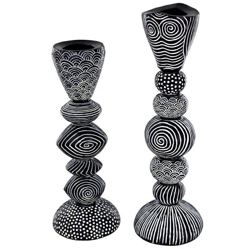 Design Toscano Tribal Funk 2 Piece Candlestick Set