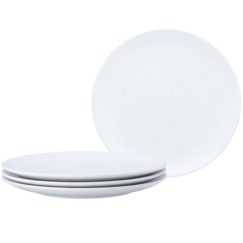 Noritake Colorscapes White-on-White Dune Coupe Dinner Plates, 11"