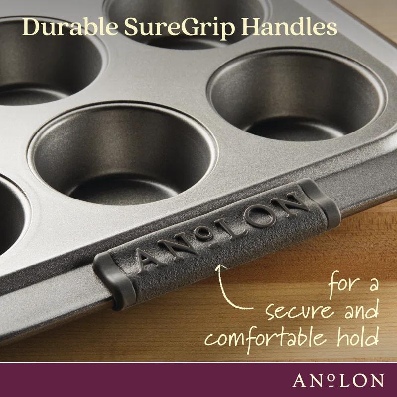 Anolon Anolon Advanced Bakeware Nonstick Muffin Pan with Lid, 12-Cup, Graphite