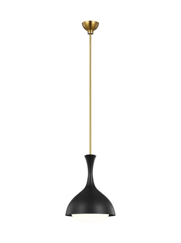 Lucerne 9'' Midnight Black and Burnished Brass Globe Pendant