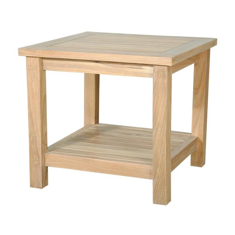 Bahama Teak 22" Square 2-Tier Side Table in Natural Finish