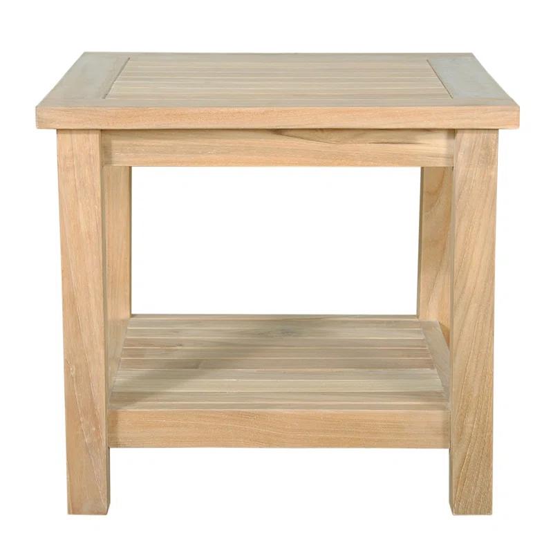 Bahama Teak 22" Square 2-Tier Side Table in Natural Finish