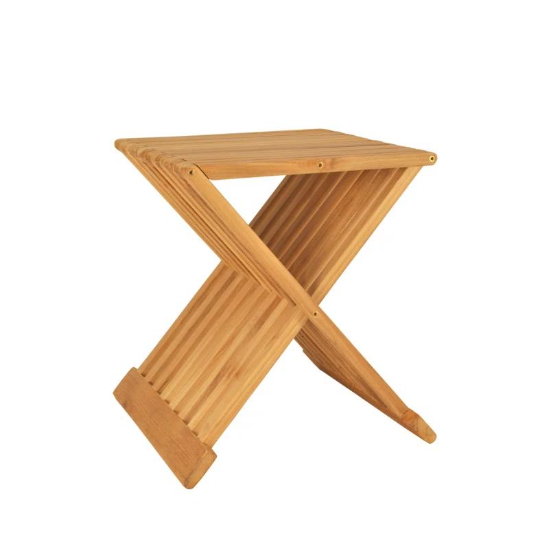 Marilla Natural Finish Solid Teak Folding Side Table