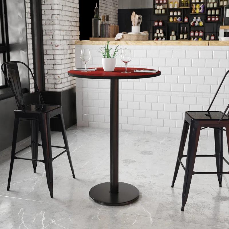 Contemporary 30'' Round Mahogany Laminate Bar Height Table