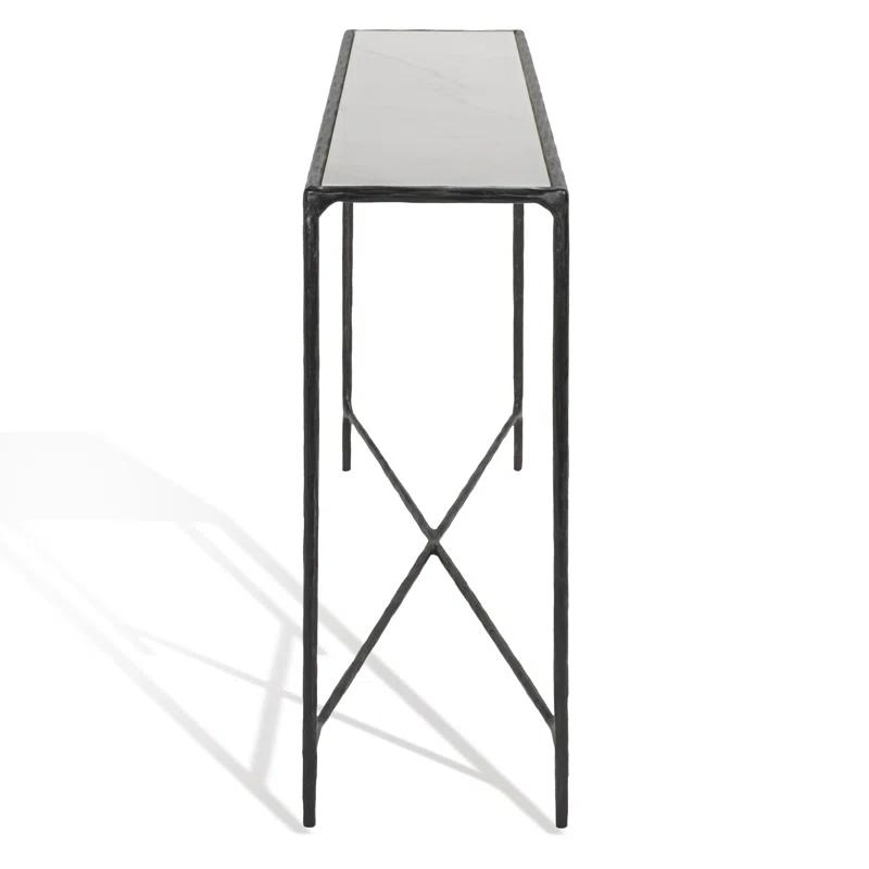 Evelynn Luxe 48'' Black Metal and White Marble Console Table
