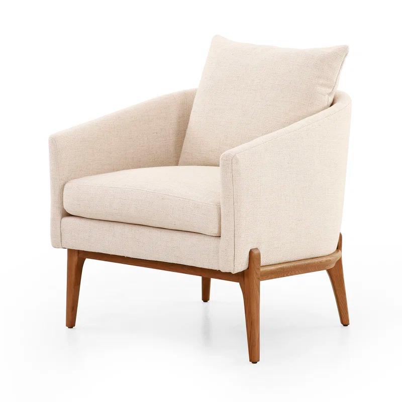 Thames Cream Leather and Toasted Oak Wood Armchair