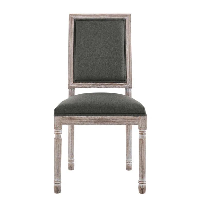 Natural Gray Vintage French Inspired Upholstered Leather Side Chair