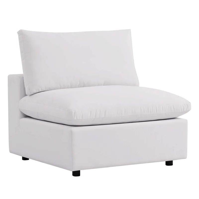 Commix 36" Plush Outdoor Patio Armless Chair in White