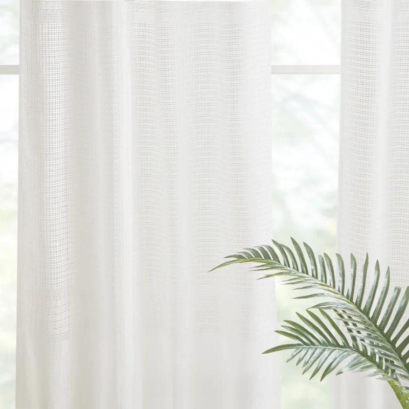 Madison Park Aida Ivory Yarn Dye Sheer Thermal Rod Pocket Curtain Panels 37x84" (Set of 2)
