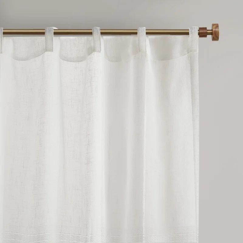 Madison Park Aida Ivory Yarn Dye Sheer Thermal Rod Pocket Curtain Panels 37x84" (Set of 2)