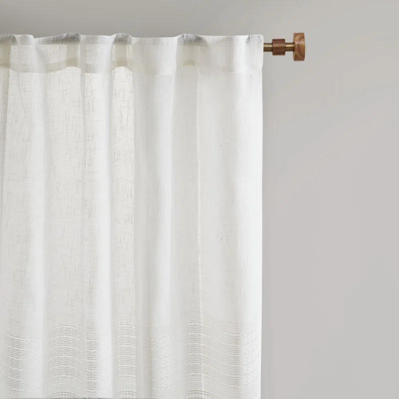 Madison Park Aida Ivory Yarn Dye Sheer Thermal Rod Pocket Curtain Panels 37x84" (Set of 2)