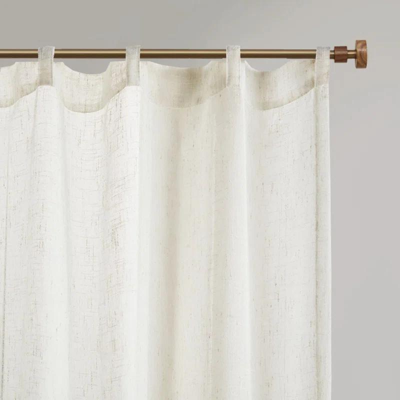 Ivory Sheer Linen-Blend Rod Pocket Curtain Panels 37"W x 84"L