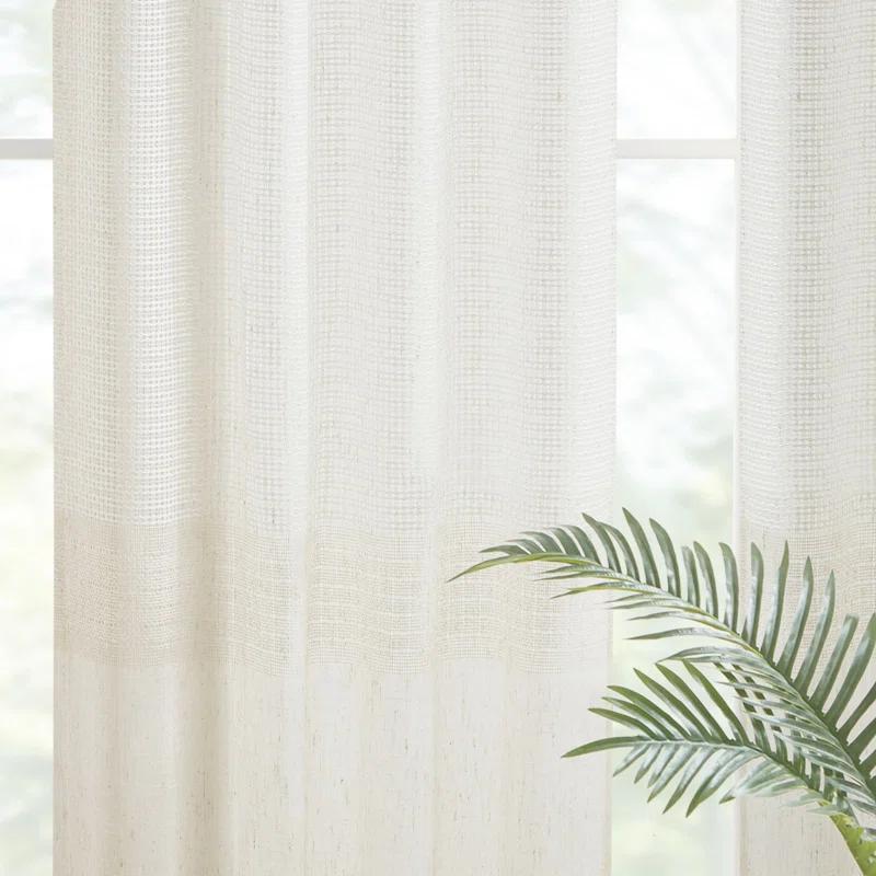 Madison Park Aida Ivory Yarn Dye Sheer Thermal Rod Pocket Curtain Panels 37x84" (Set of 2)