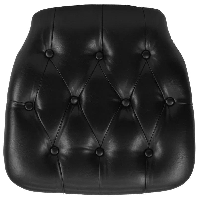 Elegant Black Tufted Vinyl Chiavari Chair Cushion for Dining Comfort