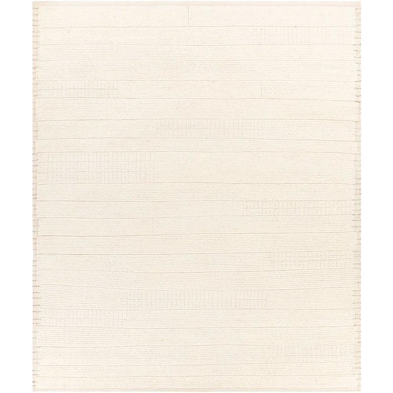 Hand-Knotted Beige Wool Stripe Rug - 2' x 3'