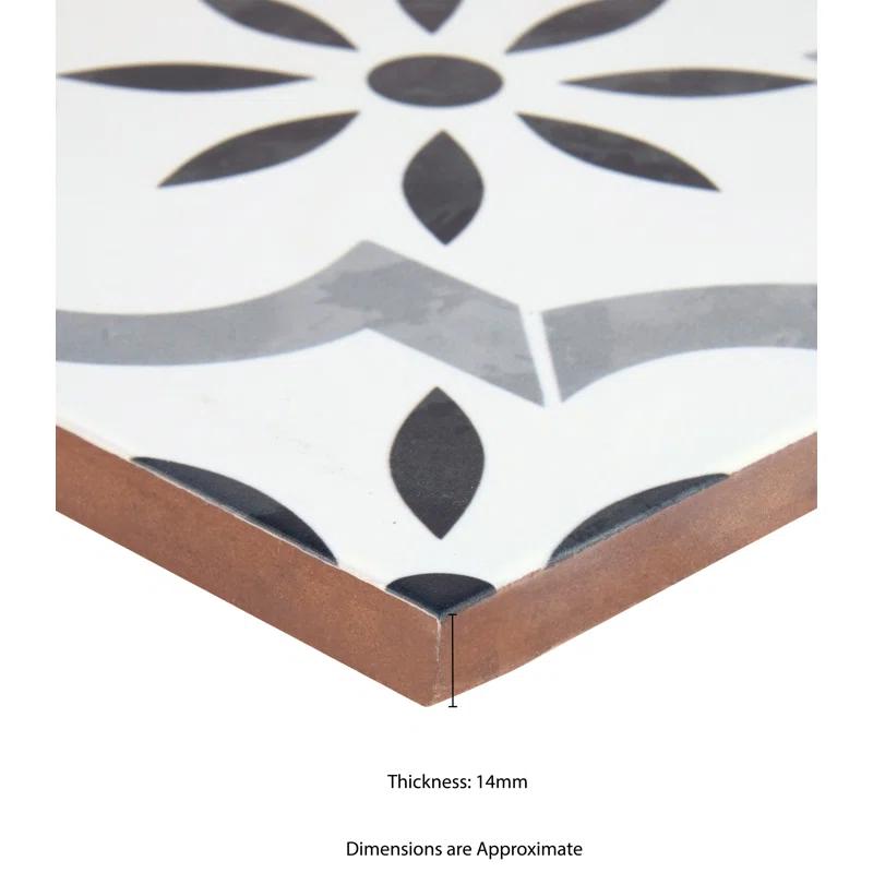 Ackland Amara 8" x 8" Encaustic Look Matte Porcelain Floor & Wall Tile