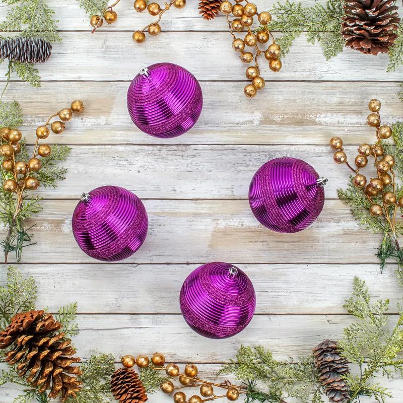 The Holiday Aisle® Shatterproof Swirling Ball Ornaments (Set of 4)