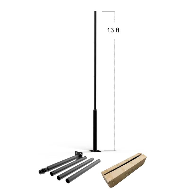 2.5 in - 3 in. up to 13 ft. Black Outdoor Universal Metal Light Post Pole w/ Metal Rebar Cage
